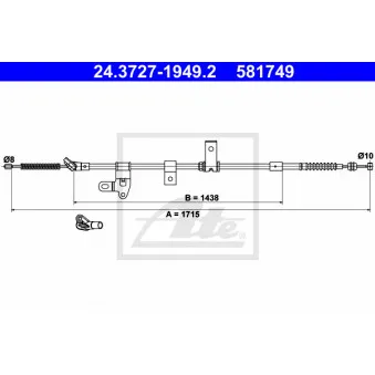 Tirette à câble, frein de stationnement ATE OEM 4642047060