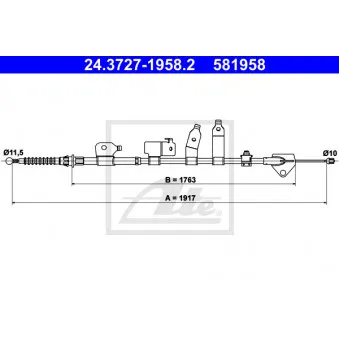 ATE 24.3727-1958.2 - Tirette à câble, frein de stationnement