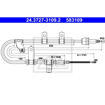 Tirette à câble, frein de stationnement ATE 24.3727-3109.2