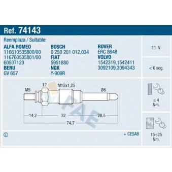 Bougie de préchauffage FAE OEM 2666A003