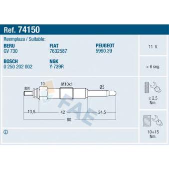 Bougie de préchauffage FAE OEM 71735463