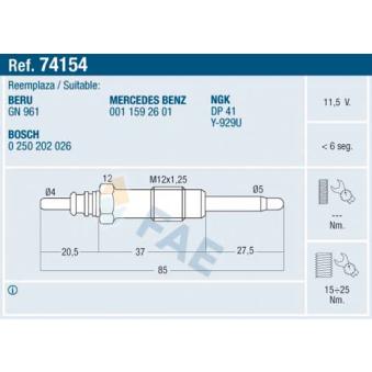 Bougie de préchauffage FAE OEM A0011592601