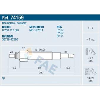 Bougie de préchauffage FAE OEM MD197511