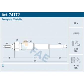 Bougie de préchauffage FAE OEM 1985068010