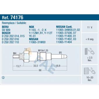 Bougie de préchauffage FAE OEM 1106537507