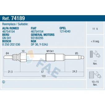 Bougie de préchauffage FAE OEM 1214040