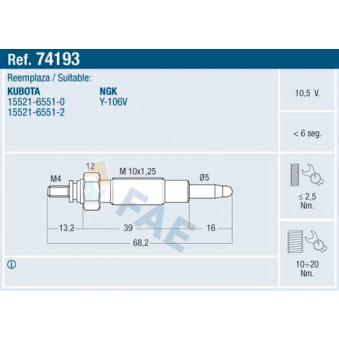Bougie de préchauffage FAE [74193]