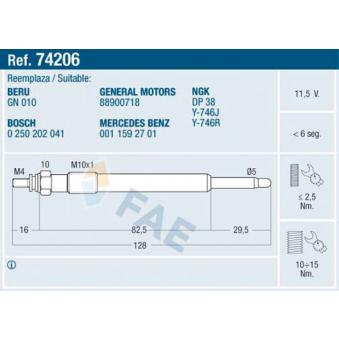 Bougie de préchauffage FAE 74206