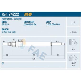 Bougie de préchauffage FAE OEM 46072007F