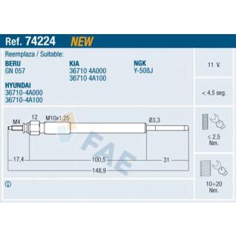 Bougie de préchauffage FAE OEM 367104A100
