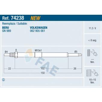 Bougie de préchauffage FAE 74238