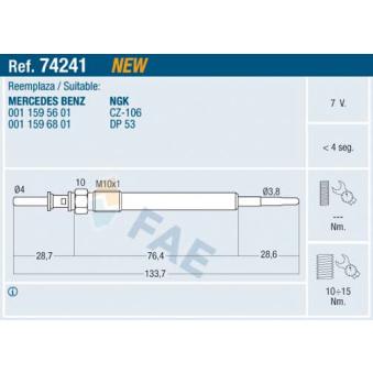 Bougie de préchauffage FAE OEM 0011595601