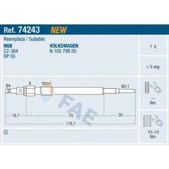 Bougie de préchauffage FAE OEM N10579805
