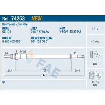 Bougie de préchauffage FAE OEM 0011595001