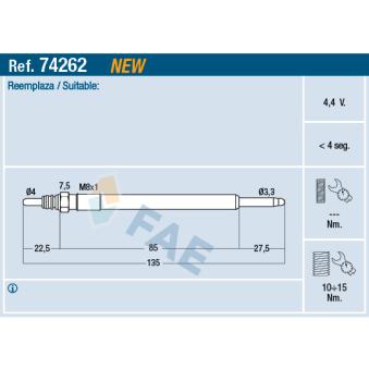 Bougie de préchauffage FAE OEM 8653880