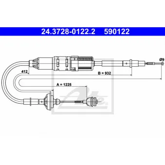 ATE 24.3728-0122.2 - Tirette à câble, commande d'embrayage