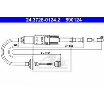 ATE 24.3728-0124.2 - Tirette à câble, commande d'embrayage