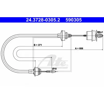 ATE 24.3728-0305.2 - Tirette à câble, commande d'embrayage