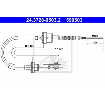 Tirette à câble, commande d'embrayage A.B.S. K25450