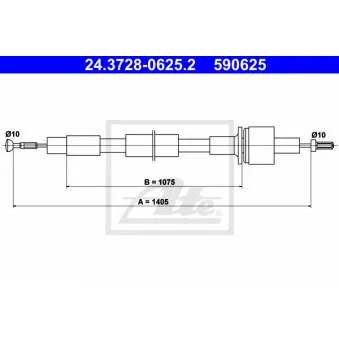 ATE 24.3728-0625.2 - Tirette à câble, commande d'embrayage