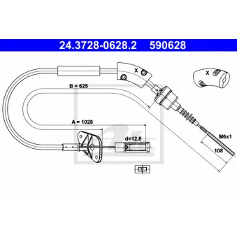 Tirette à câble, commande d'embrayage METZGER 12.7201