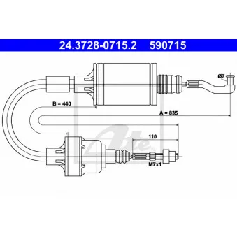 Tirette à câble, commande d'embrayage ATE 24.3728-0715.2 pour OPEL VECTRA 2.0 i - 115cv