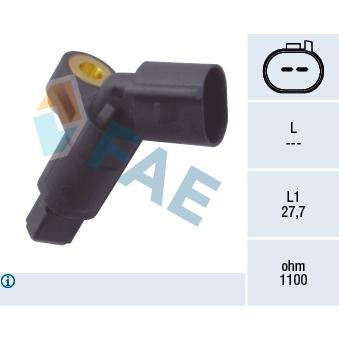 Capteur, vitesse de roue avant gauche FAE OEM 1J0927803