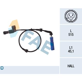 Capteur, vitesse de roue avant gauche FAE OEM 34526792897
