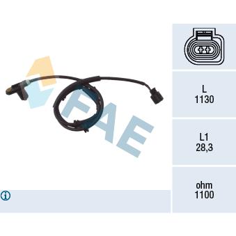 Capteur, vitesse de roue FAE OEM 7M0927807A