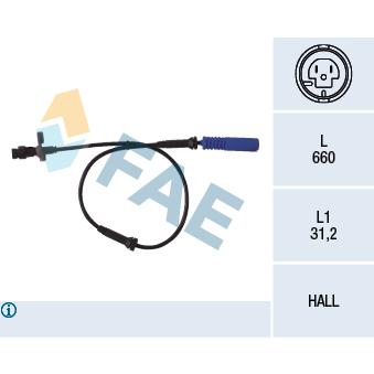 Capteur, vitesse de roue FAE OEM 34521165534
