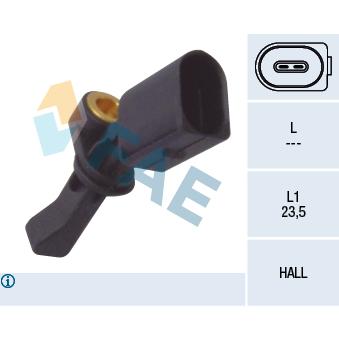 Capteur, vitesse de roue arrière gauche FAE OEM 6Q0927807A