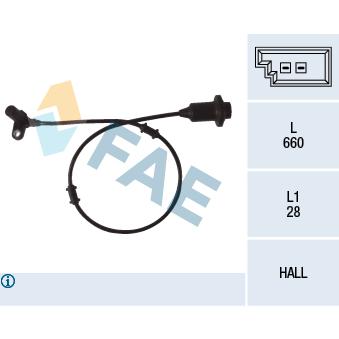 Capteur, vitesse de roue arrière droit FAE OEM 2205400517