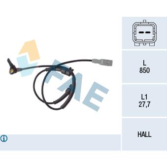 Capteur, vitesse de roue avant droit FAE OEM 454595