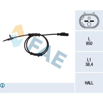 Capteur, vitesse de roue FAE OEM 51725100