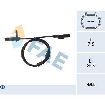 Capteur, vitesse de roue FAE OEM 2115401817