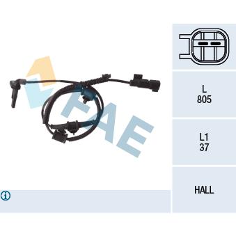 Capteur, vitesse de roue FAE OEM 1247310