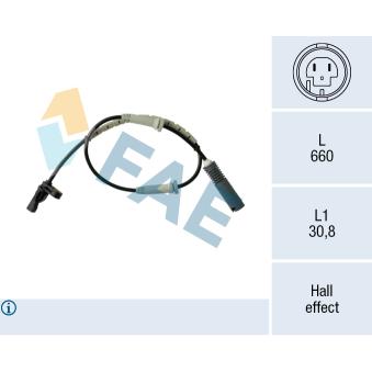 Capteur, vitesse de roue FAE OEM 34526870075