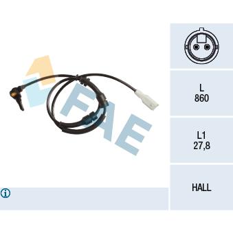 Capteur, vitesse de roue FAE OEM 1400968980
