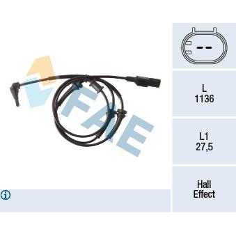 Capteur, vitesse de roue FAE OEM 68073058AA
