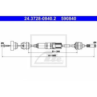 ATE 24.3728-0840.2 - Tirette à câble, commande d'embrayage