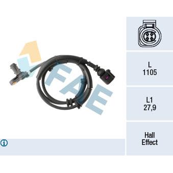 Capteur, vitesse de roue FAE OEM 7M3927807J