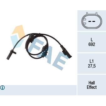 Capteur, vitesse de roue FAE 78298