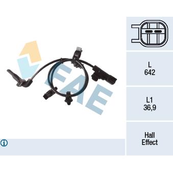 Capteur, vitesse de roue FAE OEM 12783655