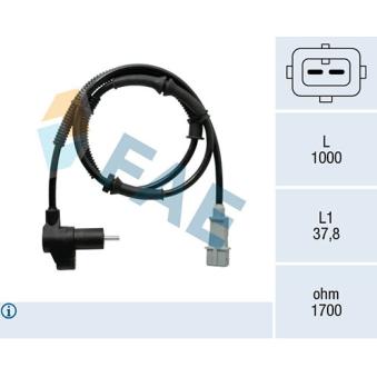 Capteur, vitesse de roue FAE OEM 96480873