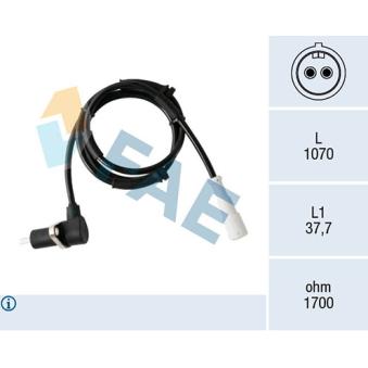 Capteur, vitesse de roue arrière droit FAE OEM 7766248