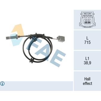 Capteur, vitesse de roue FAE OEM 479104EA0A