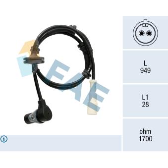 Capteur, vitesse de roue avant gauche FAE 78534