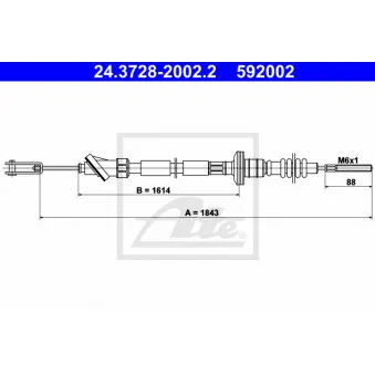 Tirette à câble, commande d'embrayage ATE OEM 2371057B10