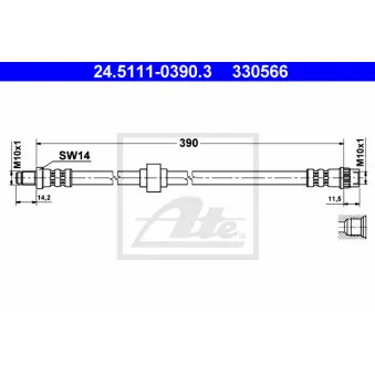 Flexible de frein ATE 24.5111-0390.3 pour RENAULT MEGANE 1.9 DCI - 102cv