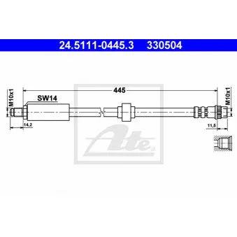 Flexible de frein ATE 24.5111-0445.3 pour RENAULT LAGUNA 1.8 16V - 120cv